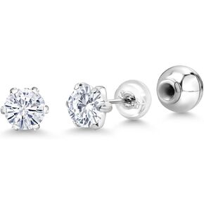 Gem Stone King 1.60 Cttw PT950 Platinum 950 6 Prong 6MM Round Moissanite Stud Earrings For Women Men