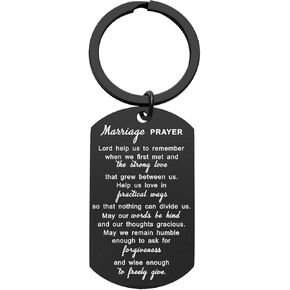 Queyuen Marriage Prayer Keychain Wedding Anniversary Love Gifts for My Future Husband, Engagement Gifts for Him Men, Groom Gifts from Bride