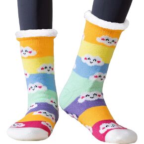 Slipper Socks For Women With Grippers Winter Warm Fleece Lined Thermal Fuzzy Socks Christmas Non Slip Home Socks