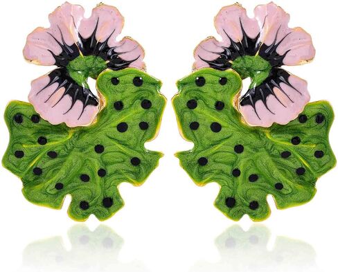 Large Flower Earrings Studs Dangle Enamel Statement Earrings Big Exaggerated Floral Earrings Jewelry for Women in Saudi Arabia