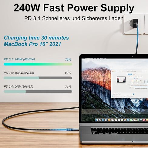 USB-C for Thunderbolt 4 Extension Cable 40Gbps Data Transfer, USB c Male to USB c Female Cable, 8K Display/PD 240W, Compatible with Thunderbolt 3/USB 4/3/SSD eGPU 2M/6.6FT in Kuwait