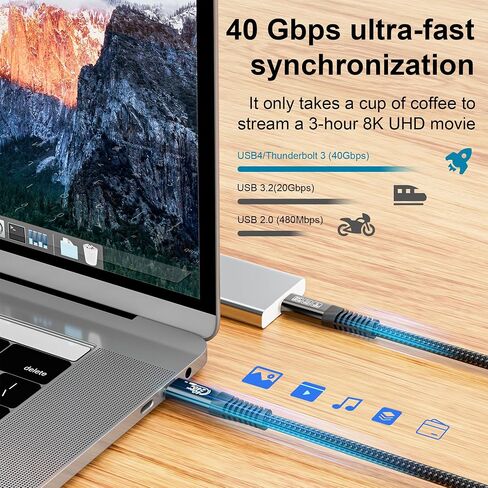USB-C for Thunderbolt 4 Extension Cable 40Gbps Data Transfer, USB c Male to USB c Female Cable, 8K Display/PD 240W, Compatible with Thunderbolt 3/USB 4/3/SSD eGPU 2M/6.6FT in Kuwait