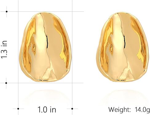 Milan Chiva 14K Gold Statement Stud Earrings for Women Trendy Gold Plated Dainty Geometric Dangle Jewelry in Kuwait