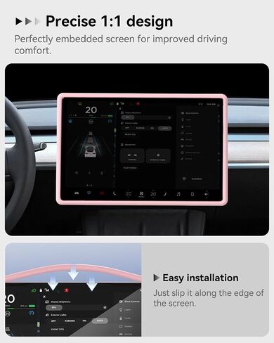 Center Console Wireless Charger Mat,Screen and Rearview Mirror Protector Frame,Anti-Slip Silicone Protector for Tesla 2021-2023 Model 3 and 2021-2024 Model Y Accessories(3 PCS Pink) in Saudi Arabia