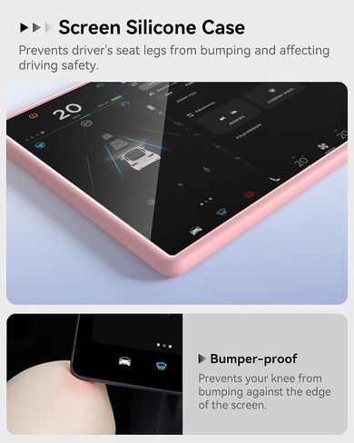 Center Console Wireless Charger Mat,Screen and Rearview Mirror Protector Frame,Anti-Slip Silicone Protector for Tesla 2021-2023 Model 3 and 2021-2024 Model Y Accessories(3 PCS Pink) in Saudi Arabia