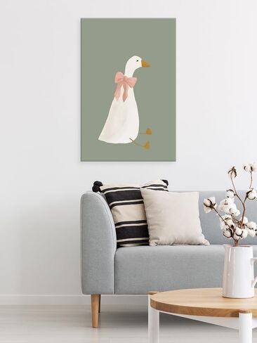 Cute Goose Posters Funny Silly Goose Wall Art Sage Green Nursery Decor Coquette Pink Bow Canvas Prints Farm Animal Aesthetic for Girl's Room Bedroom Dorm Bathroom Home Print 8x12in Unframed in Saudi Arabia