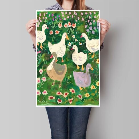 Cute Goose Posters Funny Silly Goose Wall Art Sage Green Nursery Decor Coquette Pink Bow Canvas Prints Farm Animal Aesthetic for Girl's Room Bedroom Dorm Bathroom Home Print 8x12in Unframed in Saudi Arabia