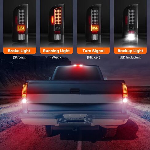Tresound LED Tail Light + 3rd Third Brake Cargo Lamp for Dodge RAM 1500 2002-2006, for RAM 2500 3500 2003-2006, High Mount Stop Light Rear Taillight Assembly, 55077348AF, 55077347AF, CH2801147 in Saudi Arabia