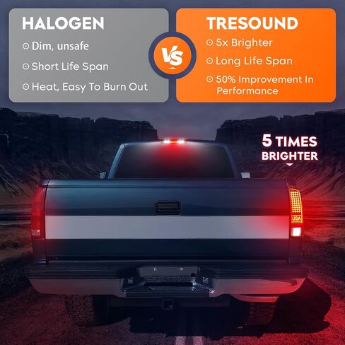Tresound LED Tail Light + 3rd Third Brake Cargo Lamp for Dodge RAM 1500 2002-2006, for RAM 2500 3500 2003-2006, High Mount Stop Light Rear Taillight Assembly, 55077348AF, 55077347AF, CH2801147 in Saudi Arabia