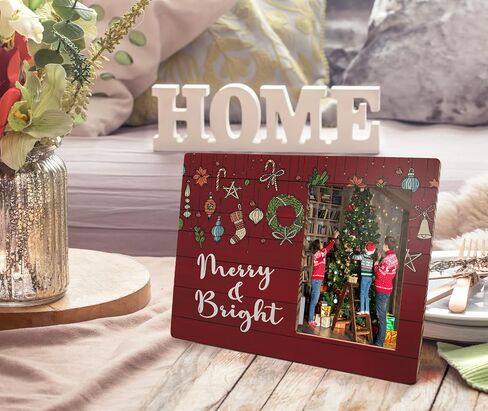 Christmas Picture Frame, Christmas Frame Gifts for Women Coworkers, Christmas Family Gifts, Red Christmas Decoration, Merry and Bright Wood Christmas Photo Frames for 4x6 Photos in Saudi Arabia