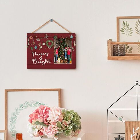 Christmas Picture Frame, Christmas Frame Gifts for Women Coworkers, Christmas Family Gifts, Red Christmas Decoration, Merry and Bright Wood Christmas Photo Frames for 4x6 Photos in Saudi Arabia