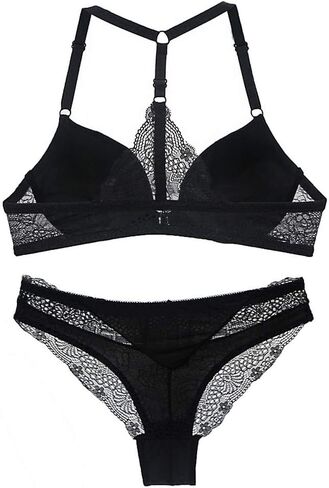 Swbreety Women's Sexy Lace Front Closure Y-Strap Push Up Seamless Bra Panty Set in Saudi Arabia