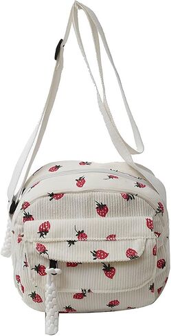 Cute Purses for Women Strawberry Bag Corduroy Tote Bag for Women Messenger Bag Cute Crossbody Bags Handbags in Kuwait
