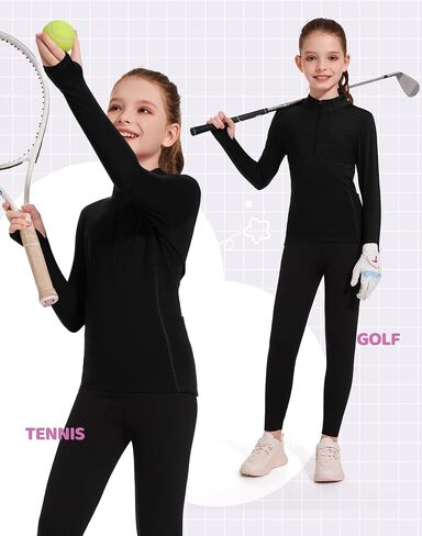 M MOTEEPI Fleece Girls Long Sleeve Shirts Quarter Zip Pullover Equestrian Girls Fall Winter Jackets in Kuwait