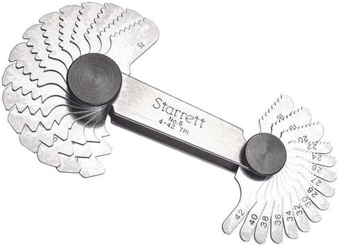 Starrett 6 Screw Pitch Gage With Locking Device, 4-42 Threads Per Inch, 30 Leaves in Saudi Arabia