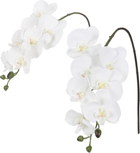 IPOPU Champagne Orchid Artificial Flowers 34.3" Real Touch Fake Orchid Latex Champagne Flowers Phalaenopsis Branches for Home Party Wedding Bridal Shower Decoration, 2pcs Champagne Pink in Kuwait