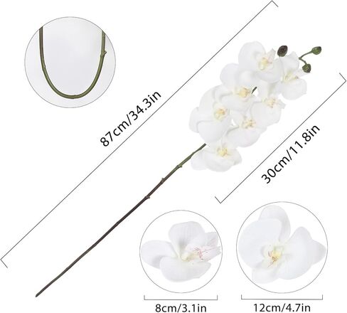 IPOPU Champagne Orchid Artificial Flowers 34.3" Real Touch Fake Orchid Latex Champagne Flowers Phalaenopsis Branches for Home Party Wedding Bridal Shower Decoration, 2pcs Champagne Pink in Kuwait