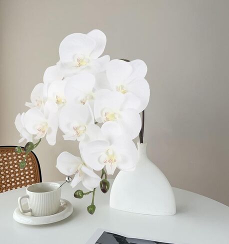 IPOPU Champagne Orchid Artificial Flowers 34.3" Real Touch Fake Orchid Latex Champagne Flowers Phalaenopsis Branches for Home Party Wedding Bridal Shower Decoration, 2pcs Champagne Pink in Kuwait