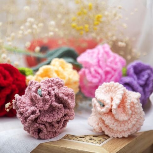 Crochet Flowers,1 Pcs Knitted Artificial Wool Carnation for Wedding Bouquet Birthday Party Anniversary (Purple) in Kuwait