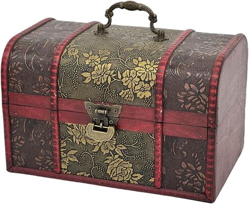 Decorative Box, Treasure Chest Box With Lock, Wooden Storage Box Decorative Box Decorative Storage Box With Lids, Pirate Keepsake Box for Jewelry Trinkets Kids Gifts (Large) in Kuwait