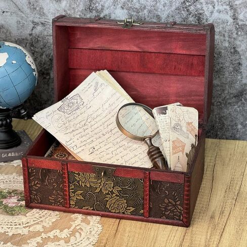 Decorative Box, Treasure Chest Box With Lock, Wooden Storage Box Decorative Box Decorative Storage Box With Lids, Pirate Keepsake Box for Jewelry Trinkets Kids Gifts (Large) in Kuwait