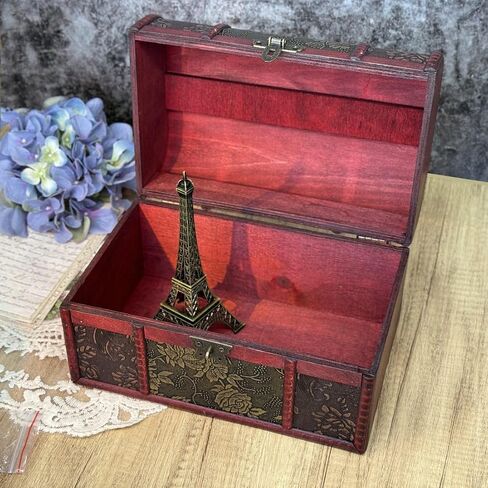 Decorative Box, Treasure Chest Box With Lock, Wooden Storage Box Decorative Box Decorative Storage Box With Lids, Pirate Keepsake Box for Jewelry Trinkets Kids Gifts (Large) in Kuwait