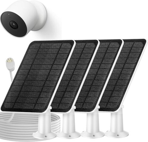 Solar Panel Charger Compatible with Google Nest Camera Outdoor or Indoor (Battery Version), 5V 4W Output 13ft Charging Cable Adjustable Aluminum Alloy Mount, IP65 Weatherproof (1 Pack) in Saudi Arabia