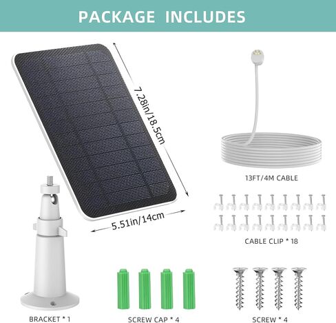 Solar Panel Charger Compatible with Google Nest Camera Outdoor or Indoor (Battery Version), 5V 4W Output 13ft Charging Cable Adjustable Aluminum Alloy Mount, IP65 Weatherproof (1 Pack) in Saudi Arabia