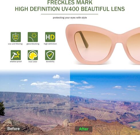 Freckles Mark Trendy Designer Sunglasses Womens Cute Fashion Square Cat Eye Sun Glasses in Kuwait