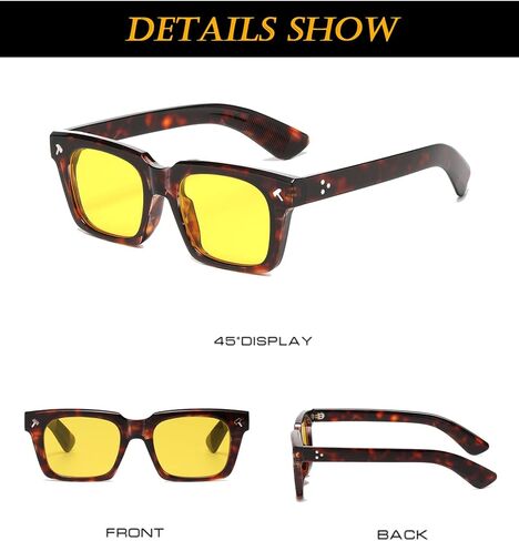 EYLRIM Trendy Square Sunglasses for Men Women Square Frame Sun Glasses with Hammer Shaped Rivet Design in Kuwait