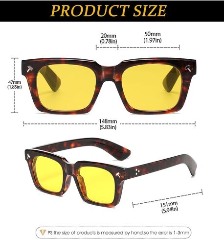 EYLRIM Trendy Square Sunglasses for Men Women Square Frame Sun Glasses with Hammer Shaped Rivet Design in Kuwait