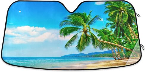 Beach Seashell Starfish Car Windshield Sunshade Foldable Blocks Sun Visor Protector Keep Cool for Car Truck SUV in Kuwait