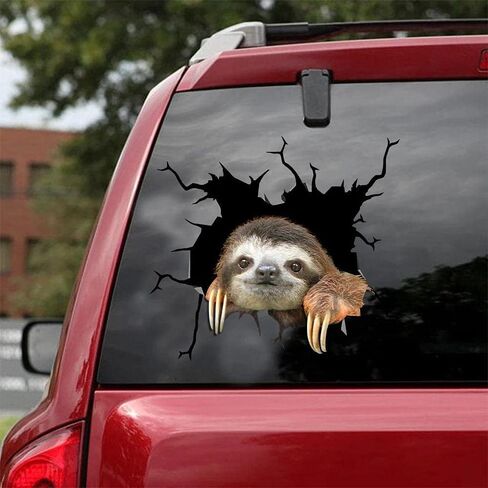 Dog Decal 3D Car Decal Sloth Crack car Sticker Decoration for Car Windows，Bumper Stickers, Refrigerator Stickers, Toilet Stickers in Kuwait