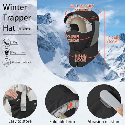 Sukeen Lightweight Trapper Hats for Women Men Waterproof Bomber Hats Windproof Winter Warm Hat with Ear Flaps and Mask in Kuwait