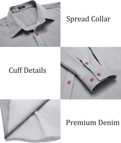 COOFANDY Men's Long Sleeve Western Denim Shirt Casual Button Down Shirts Lightweight Jacket in Saudi Arabia