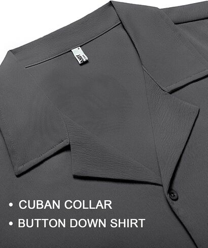 COOFANDY Mens Cuban Shirt Short Sleeve Casual Button Down Shirts Textured Summer Beach Top in Saudi Arabia