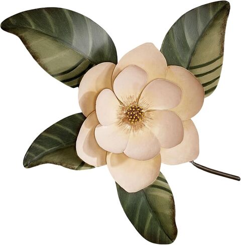 منحوتة جدارية من Touch of Class Belle Fleur Magnolia - كريمي، عاجي - فن معدني زهري لغرفة النوم، وغرفة المعيشة، والمطبخ، والحمام، والحمام الداخلي - مرسومة يدويًا - بلوم فردي - سحر جنوبي in Saudi Arabia