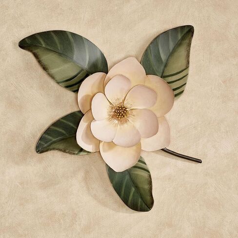 منحوتة جدارية من Touch of Class Belle Fleur Magnolia - كريمي، عاجي - فن معدني زهري لغرفة النوم، وغرفة المعيشة، والمطبخ، والحمام، والحمام الداخلي - مرسومة يدويًا - بلوم فردي - سحر جنوبي in Saudi Arabia