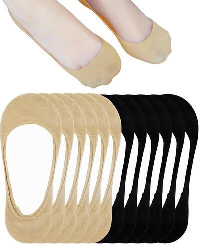 Ultra Low Cut No Show Liner Socks Women Cotton Non Slip Footies Hidden Invisible for Flats Lofers 4/6 Pairs in Saudi Arabia