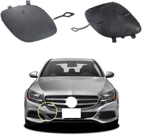 غطاء خطاف سحب المصد الأمامي للسيارة متوافق مع مرسيدس بنز C-Class W205 C180 C200 C220 C250 C280 C300 C320 C350 2014 2015 2016 2017 2018 غطاء غطاء المقطورة 2058850024 غطاء صغير لقطر العين in Kuwait