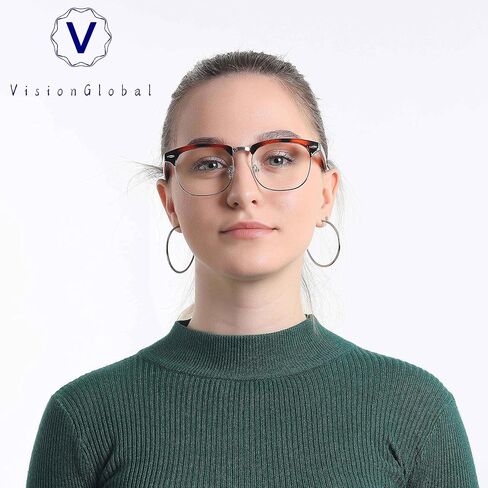نظارة فيجن جلوبال للنساء تحجب الضوء الأزرق، مضادة لإجهاد العين، إطار بيضاوي أنيق، مضادة للتوهج in Saudi Arabia