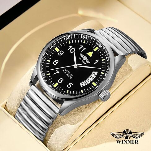 FORSINING Men's Easy Reader Watch, Analog Mechanical Watch for Men with Stainless Steel Expansion Band in Saudi Arabia