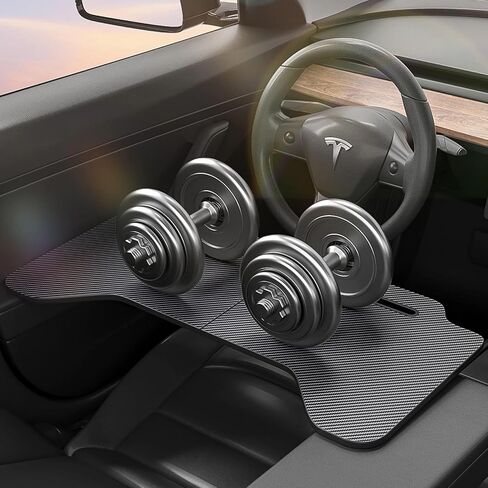 Car Laptop Desk, Foldable Car Tray Desk Compatible with Tesla Model Y Model 3 Car Accessories, Carbon Fiber Tray, Steering Wheel Eating Table, for Travel Remote Work Camping in Saudi Arabia