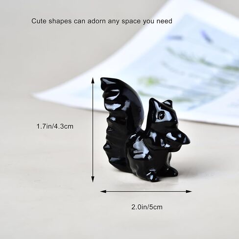 Obsidian Squirrel Crystal Healing Stone Spiritual Meditation Pocket Figurine Statue Natural Gemston Hand Carved Polished Home Room Office Desk Decoration Gift Collect in Saudi Arabia