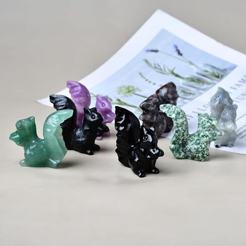 Obsidian Squirrel Crystal Healing Stone Spiritual Meditation Pocket Figurine Statue Natural Gemston Hand Carved Polished Home Room Office Desk Decoration Gift Collect in Saudi Arabia