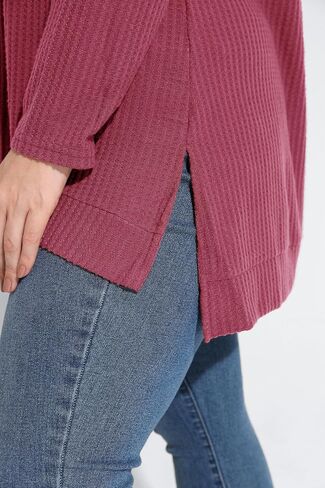RITERA Women's Plus Size Waffle Tops Long Sleeve Turtleneck Sweater Shirts Knit Tunic Oversized Casual Pullover Blouse XL-5XL in Saudi Arabia