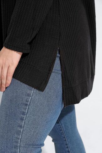 RITERA Women's Plus Size Waffle Tops Long Sleeve Turtleneck Sweater Shirts Knit Tunic Oversized Casual Pullover Blouse XL-5XL in Saudi Arabia