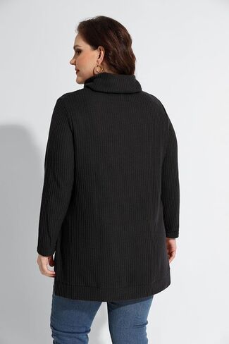 RITERA Women's Plus Size Waffle Tops Long Sleeve Turtleneck Sweater Shirts Knit Tunic Oversized Casual Pullover Blouse XL-5XL in Saudi Arabia