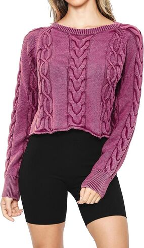 سترة نسائية منسوجة - بلوزة قصيرة من القطن المغسول، كم طويل in Kuwait
