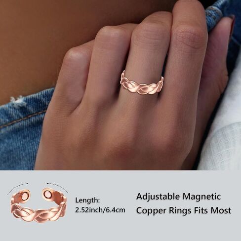 BioMag Copper Ring for Men Women, 99.99% Pure Copper Magnetic Rings, Adjustable Jewelry Gifts for Men Women in Saudi Arabia